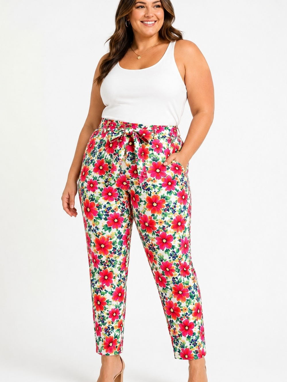🌺 Jules & Leopold Floral Ankle Pants Multicolor Tie Waist Pull On